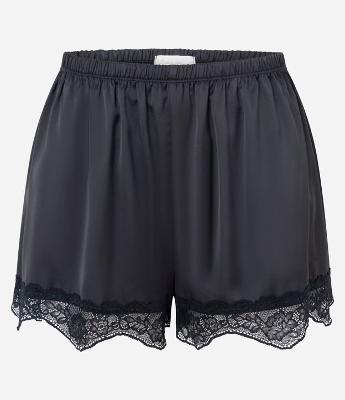 Short de Pijama em Cetim com Renda na Barra
