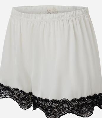 Short de Pijama em Cetim com Renda na Barra
