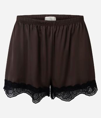 Short de Pijama em Cetim com Renda na Barra