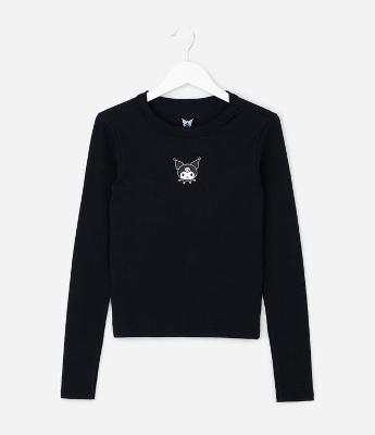 Camiseta Infantil Slim em Ribana com Estampa Kuromi – Tam 7 a 16 Anos