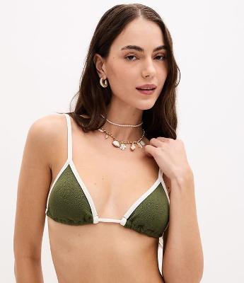 Biquíni Top Cortininha em Crepe com Viés Contrastante