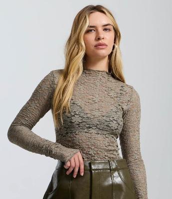 Blusa Manga Longa em Renda Texturizada