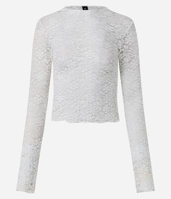 Blusa Manga Longa em Renda Texturizada