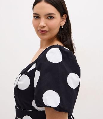 Vestido Midi Com Estampa Poá e Cinto com FIvela Curve & Plus Size