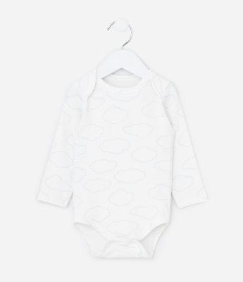 Body Infantil com Estampa de Nuvens – Tam RN a 18 Meses