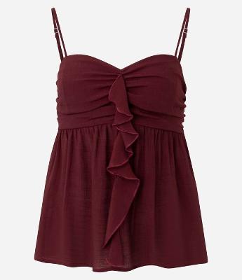 Blusa Bata em Crepe com Busto Franzido e Babado Frontal