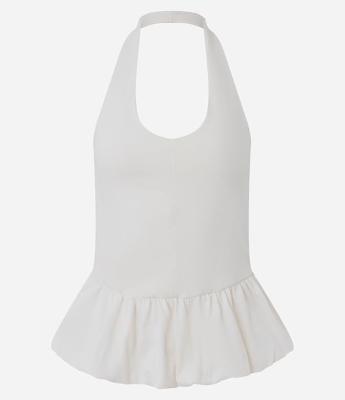 Blusa Frente Única em Algodão com Barra Peplum