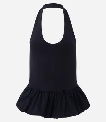 Blusa Frente Única em Algodão com Barra Peplum