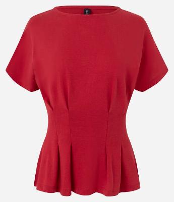 Blusa Peplum em Cotton com Pregas