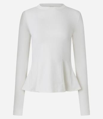 Blusa Peplum Manga Longa em Ponto Roma com Barra Ampla