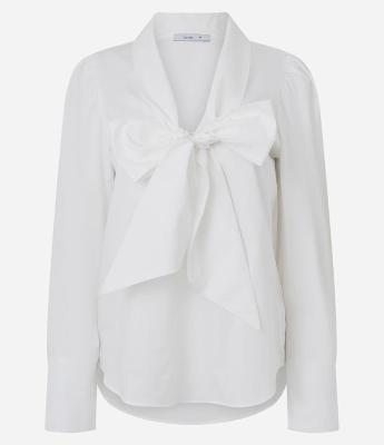 Blusa em Algodão com Manga Bufante e Gola Laço