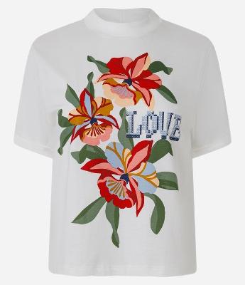 Blusa em Algodão com Lettering e Estampa Floral
