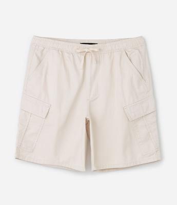 Bermuda Cargo em Sarja Liso com Cós Elástico