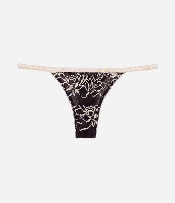 Calcinha String Fio em Renda Floral Bicolor