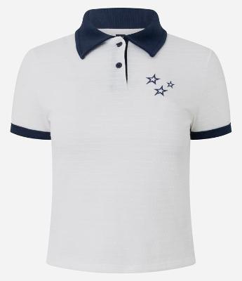 Blusa Polo em Algodão com Bordado de Estrelas