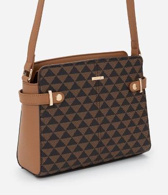 Bolsa Transversal Média com Estampa Geométrica