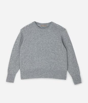 Suéter Amplo em Tricô com Brilhos na Manga Curve & Plus Size