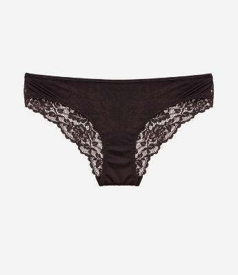 Calcinha Biquíni em Microfibra com Detalhes em Renda