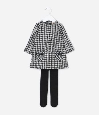 Vestido Infantil Xadrez com Meia Calça – Tam 0 a 18 Meses