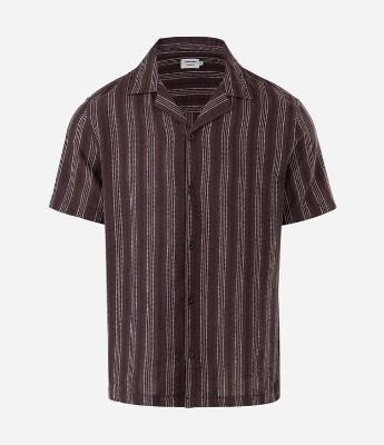 Camisa Manga Curta Jacquard com Listra e Textura