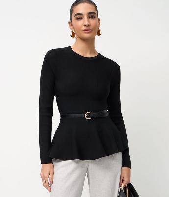 Blusa em Tricô com Barra Peplum