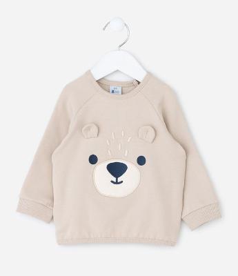 Casaco Infantil com Aplicação de Ursinho 3D – Tam 0 a 18 Meses