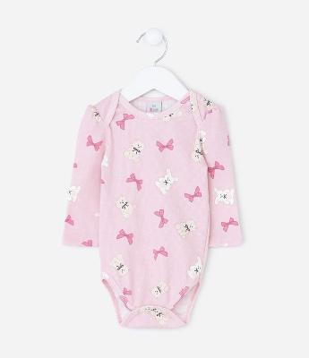 Body Infantil em Ribana com Laços e Bichinhos – Tam RN a 18 Meses