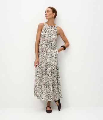 Vestido Longo em Viscose com Estampa Floral
