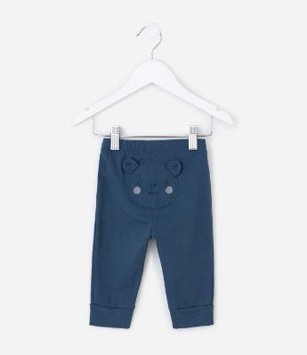 Calça Infantil com Bordado de Ursinho no Bumbum – Tam RN a 18 Meses