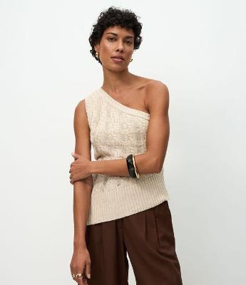 Blusa Texturizada em Tricô com Ombro Só