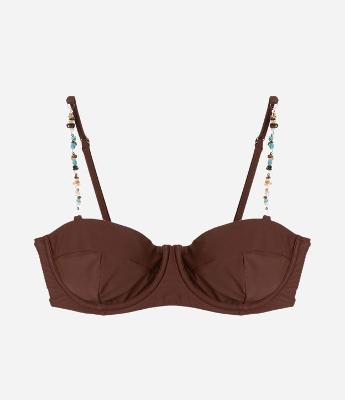 Biquini Top Meia Taça com Aviamento de Pedrinhas