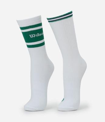 Kit 02 Meias Esportivas Cano Longo em Algodão e Logo Wilson Bordado
