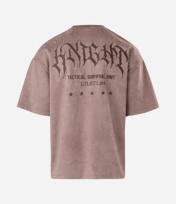 Camiseta Manga Curta em Suede com Lettering Knight