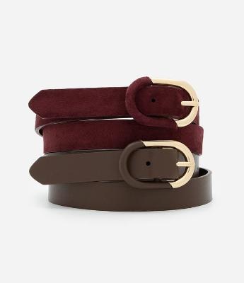 Kit 02 Cintos Médios com Fivela Oval Revestidas