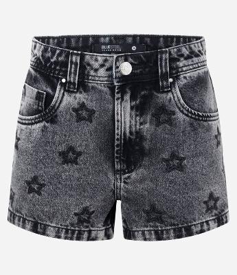 Short Cintura Média em Jeans com Estrelas Bordadas