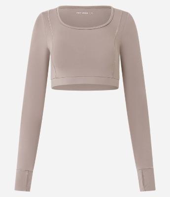 Blusa Cropped Esportiva com Manga Longa e Abertura para Dedo
