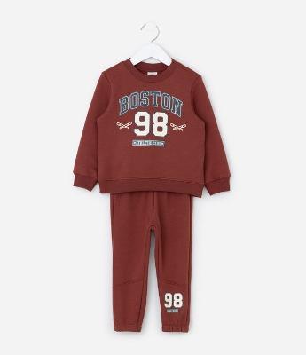 Conjunto Infantil em Moletom Estampa Boston – Tam 1 a 5/6 Anos