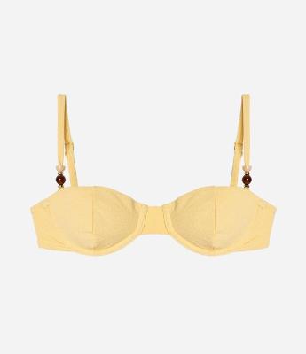 Biquíni Top Meia Taça Texturizado com Recorte e Aviamento nas Alças