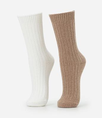 Kit 02 Meias Cano Alto em Chenille com Textura Canelada
