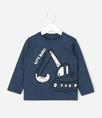 Camiseta Infantil com Estampa Escavadeira – Tam 1 a 6 Anos