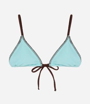 Biquíni Top Cortininha em Microfibra Texturizada e Pesponto Contrastante