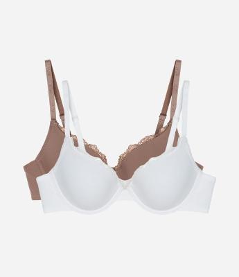 Kit 02 Sutiãs Meia Taça com Bojo e Detalhe em Renda