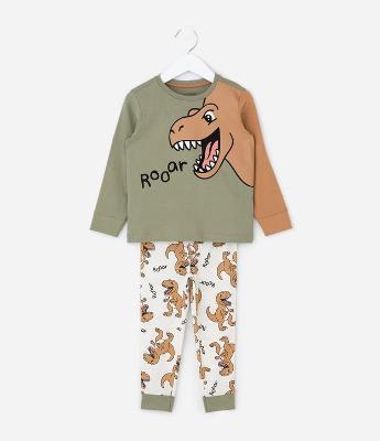 Pijama Infantil com Dinossauro e Crista 3D – Tam 1 a 6 Anos
