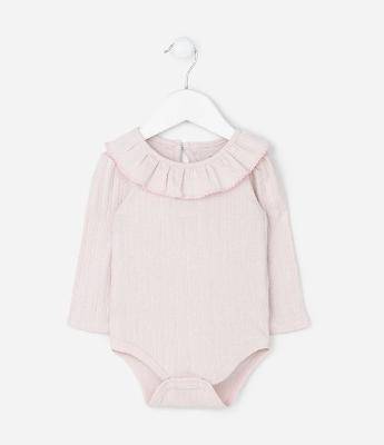 Body Infantil em Pointelle com Gola Boneca – Tam 0 a 18 Meses