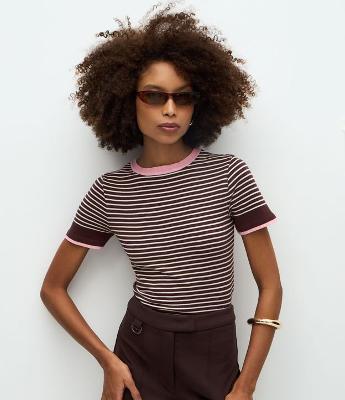 Blusa Regular em Tricô com Estampa Listrada