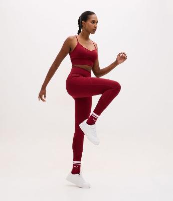 Calça Legging Esportiva com Recorte Canelado e Bolso Lateral