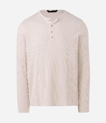 Camiseta Manga Longa Texturizado Henley