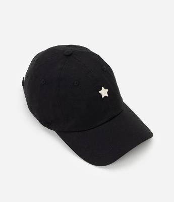 Boné em Sarja com Aba Curva e Patch de Estrela