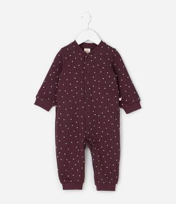 Macacão Infantil em Matelassê com Estampa Poá Corações – Tam RN a 24 Meses