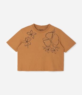 Blusa Boxy em Algodão com Estampa Floral e Tachinhas Curve & Plus Size